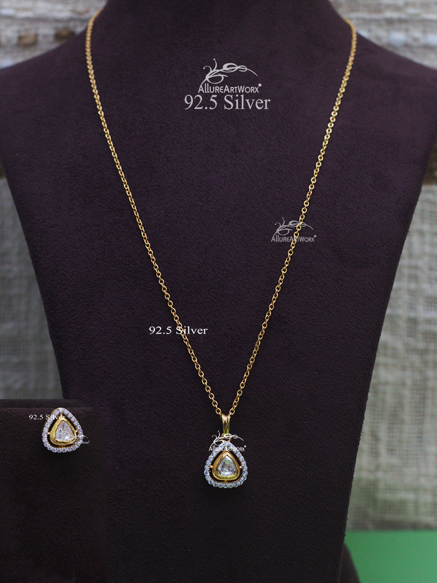 Aakruti Silver Pendant Set