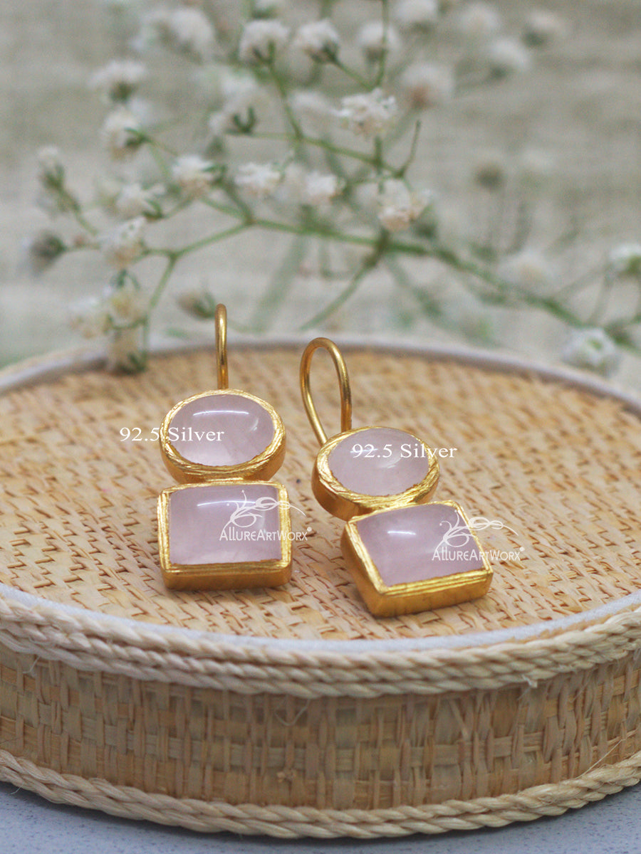 Rosequartz SIlver Hooks