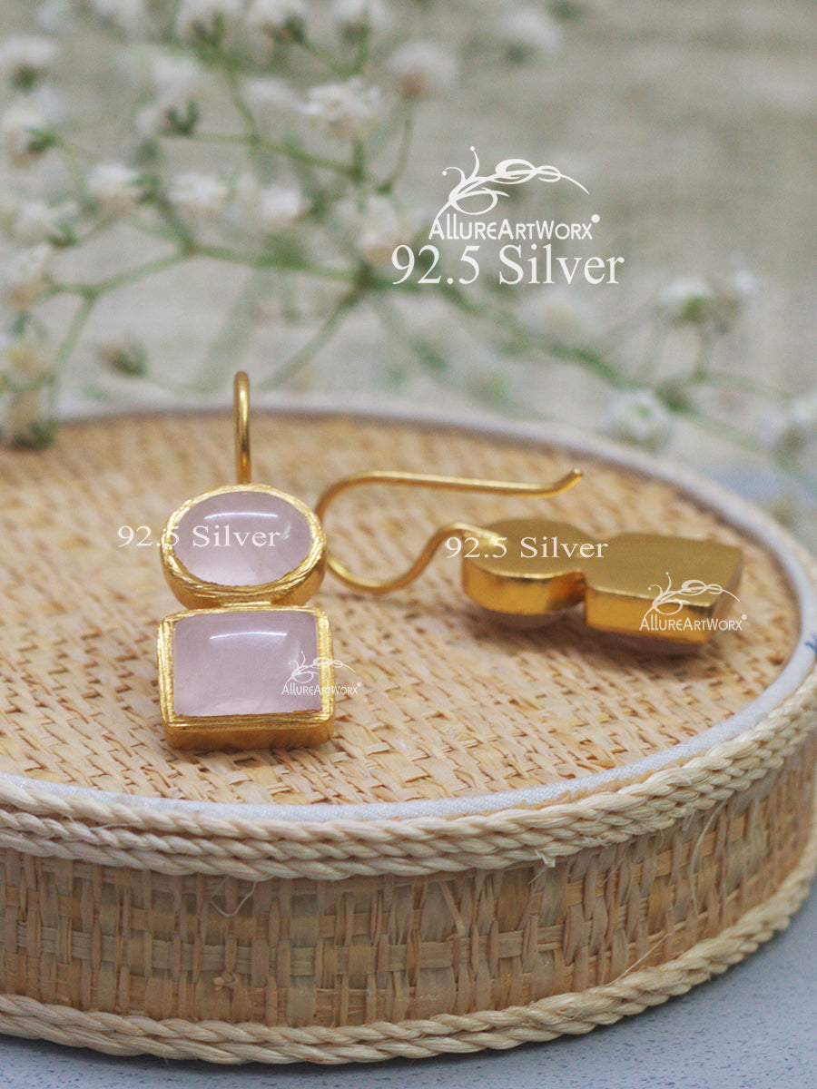 Rosequartz SIlver Hooks