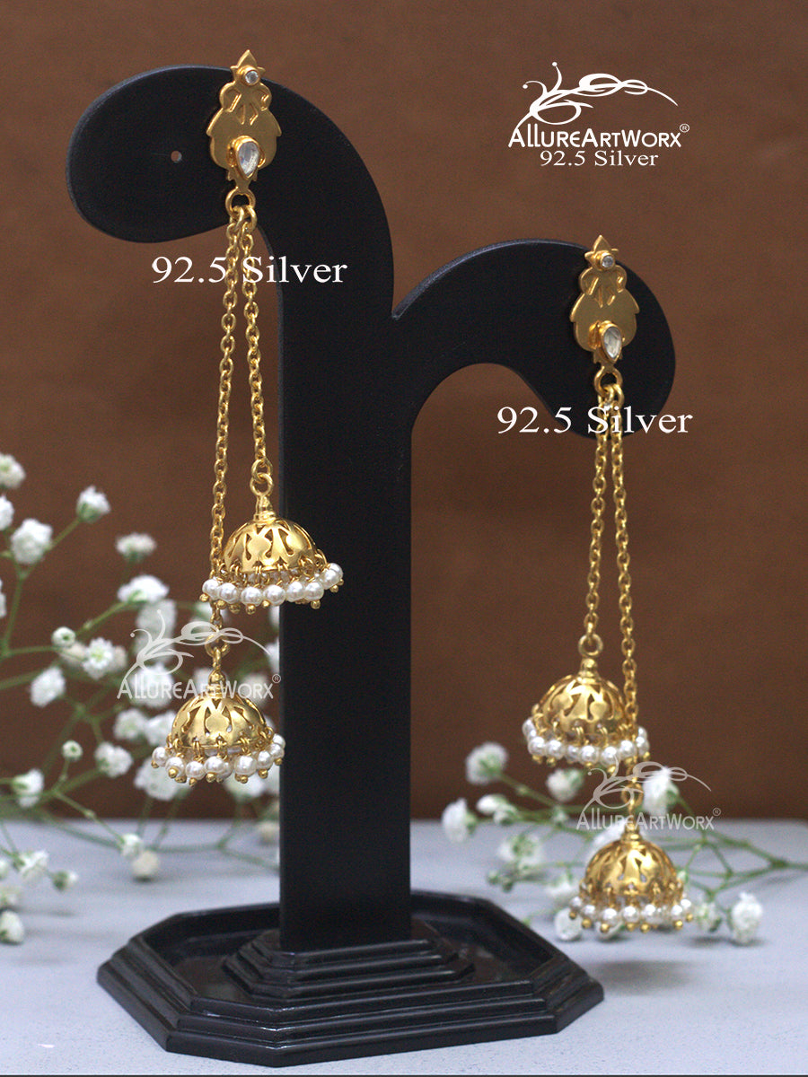 Grace Silver Jhumkis(long)