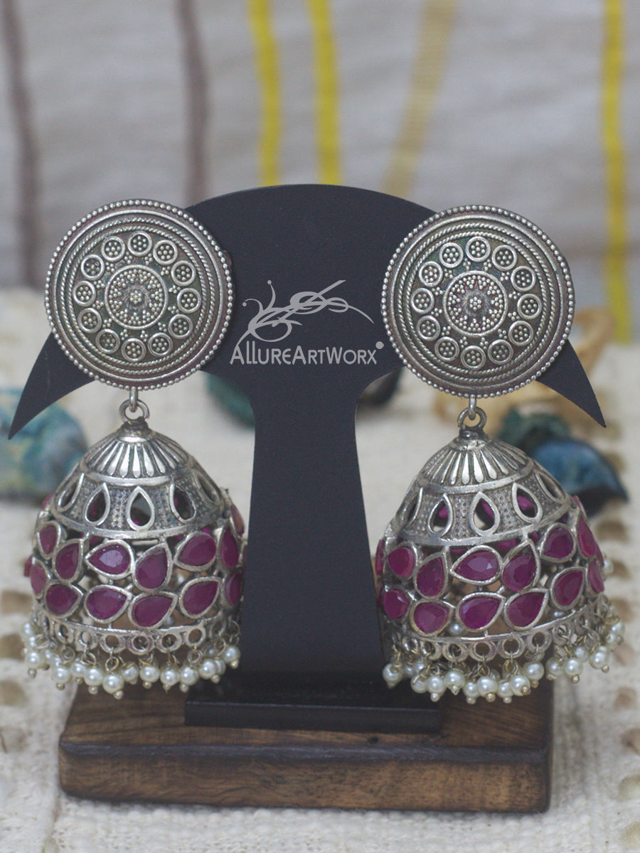 Traditional Earrings(dark pink-big)