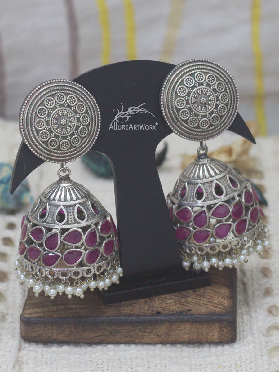 Traditional Earrings(dark pink-big)