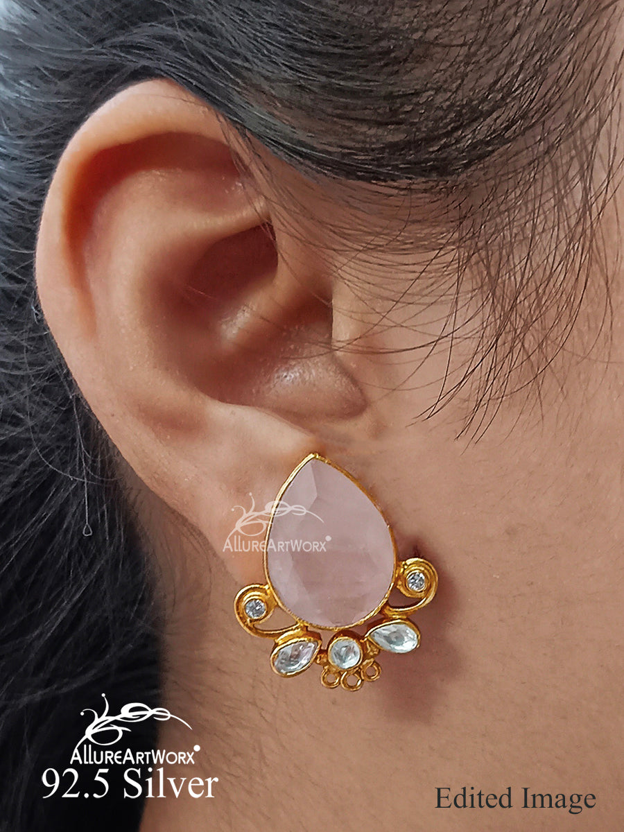 Rosequartz Silver Earrings