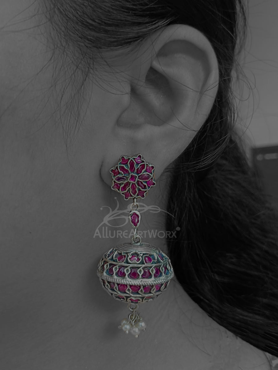 Traditional Earrings(dark pink)