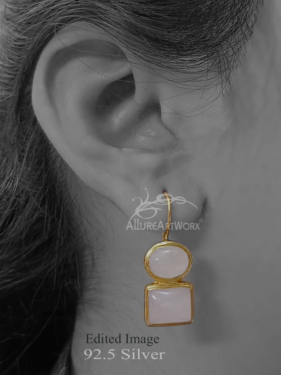 Rosequartz SIlver Hooks